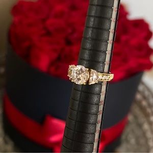 Three Stone Diamond 10k gold plated over 925 sterling silver ring size 5